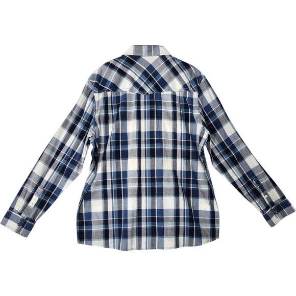 Roebuck &‎ Co Western Blue Gray Plaid Snap Front Shirt Men's XL NWOT - Picture 2 of 9